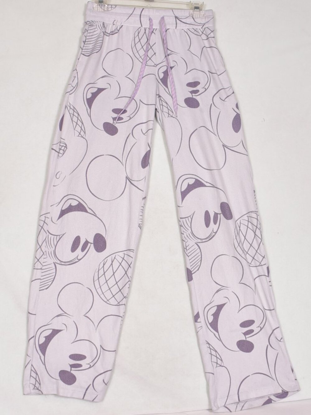 Disney Mickey Mouse White Women's Sleep Jogger Pants Size XS With Pockets Purple